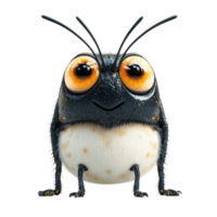 Unique cartoon character with large expressive eyes and round body showcasing playful demeanor isolated on transparent background. png