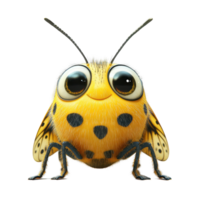 Cartoon bee character with large eyes and cheerful expression, showcasing vibrant colors and distinctive markings isolated on transparent background. png