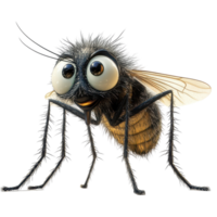 Cartoon insect character with large eyes and fuzzy body displaying playful expression isolated on transparent background. png