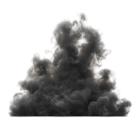 Dark smoke billows in a chaotic manner against a white background, creating an intense visual effect suitable for various applications isolated on transparent background. png