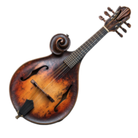 Beautiful vintage mandolin showcasing intricate craftsmanship and rich tones suitable for musicians and collectors alike isolated on transparent background. png
