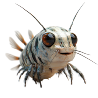 Unique close-up of a colorful shrimp showcasing vivid colors and intricate details in aquatic environment isolated on transparent background. png