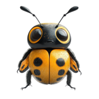 Colorful cartoon bee character with distinct black and yellow patterns and large expressive eyes in a whimsical style isolated on transparent background. png