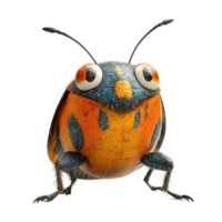 Colorful insect with large eyes exploring a vibrant natural environment during a sunny day isolated on transparent background. png