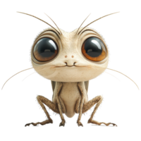 Cartoon-style insect character with oversized eyes and friendly smile in a whimsical design isolated on transparent background. png