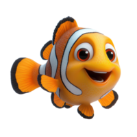 Clownfish swimming happily in a vibrant underwater setting near colorful coral reefs isolated on transparent background. png