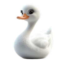 Cute cartoon duck character with large eyes and a friendly expression in a simple white design isolated on transparent background. png