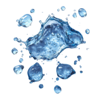 Water droplets splashing and creating ripples captured in a high-speed moment of fluid dynamics isolated on transparent background. png