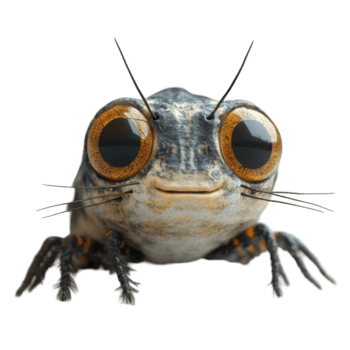 vicino incontrare con un' unico anfibio visualizzazione vivace Caratteristiche e intrigante occhi nel un' ben illuminato ambientazione isolato su trasparente sfondo. png