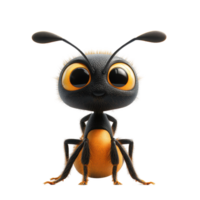 Friendly cartoon bee character standing with a cheerful expression in a bright and colorful style isolated on transparent background. png