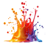 Colorful paint splashes create an artistic explosion during a creative session in a bright studio setting isolated on transparent background. png