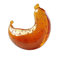 Colorful amber resin with bubbles forming a unique shape displays light reflections in a detailed view isolated on transparent background. png