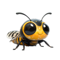 Cute cartoon bee character smiling joyfully in a bright and playful setting isolated on transparent background. png