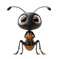 Cute cartoon ant character with large eyes and a friendly expression sitting on a white background isolated on transparent background. png