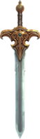 Ornate Fantasy Sword With Ice Blade And Golden Hilt png