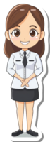 A smiling girl in a white uniform and black tie png