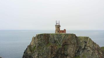 Aerial view on old ruined lighthouse on Askold Island video