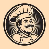 Drawing of a pizza chef vector