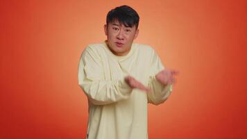 Man raising hands asking what why reason of failure anti lifehacks ridicules disbelief irritation video