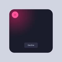 Colorful square user interface. Pop up window with decline text. vector