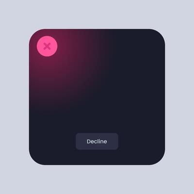 Colorful square user interface. Pop up window with decline text.