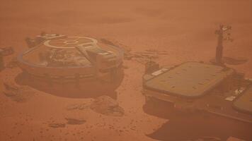 Martian colony base and rover on Mars planet video