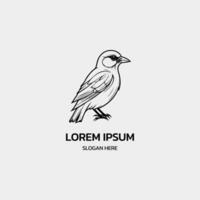 a bird logo design with a black and white outline vector