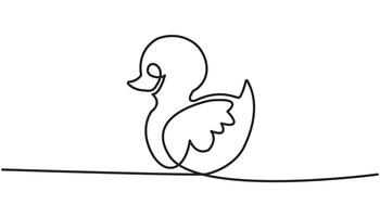 baby duck continuous one line drawing illustration vector