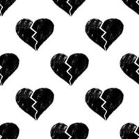 Seamless pattern with crayon broken hearts on white background vector