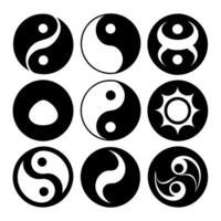 Yin Yang Symbols in Various Styles vector