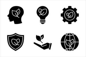 icon Set of Leaves, icons related to environment, on white background. vector