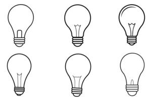 Six Simple Line Art Lightbulb Icons vector
