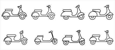 Set of Simple Line Art Scooter Illustrations vector