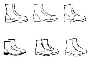 Collection of Line Art Illustrations of Work Boots vector