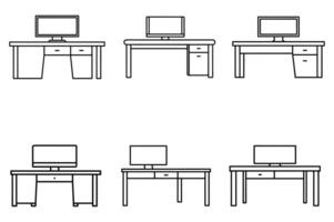 Different Types of Home Office Desks with Monitors vector