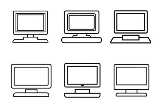 seis contorno íconos de varios computadora monitores vector