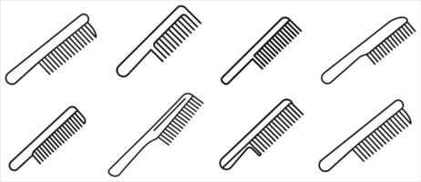 Simple black and white illustrations of various combs. vector