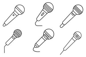 Six Simple Line Art Microscope Icons vector