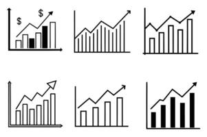 Six financial chart outlines for business presentation design vector