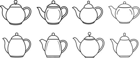 Nine Different Teapot Designs in Outline vector
