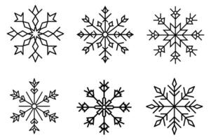 Six unique snowflake designs in a simple, elegant style. vector