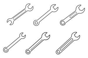 Adjustable wrench icons in a flat design. vector
