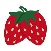 Fresh sweet strawberries are steamed. A group of two whole red berries with seeds. Hand-painted summer strawberries in a fashionable flat style, highlighted for design. illustration vector