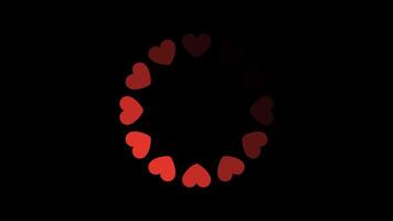 Loading Circle with Red Hearts. Loading Circle animation with flashing red hearts. Valentine's Day, Women's Day, Mother's Day. Transparent background with alpha channel. Animation 4K video