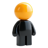 Minimalist 3d avatar character Person faceless icon standing, orange head contrasting black body, transparent backdrop highlighting graphic design potential png