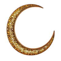 Golden Crescent Moon with Ornate Patterns on Transparent Background png