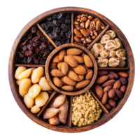 Assorted Sweets and Nuts in Round Plate on Transparent Background png