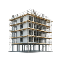 3D Rendering of a Building Under Construction on Transparent Background png