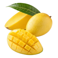 three mangoes is isolated on transparent background png
