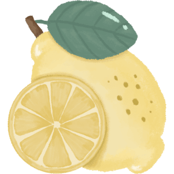 un minimalista dibujo de un limón y un limón rebanada. el imagen caracteristicas un sencillo contorno de el limones, con un pocos adicional detalles tal como el semillas y el pulpa. png